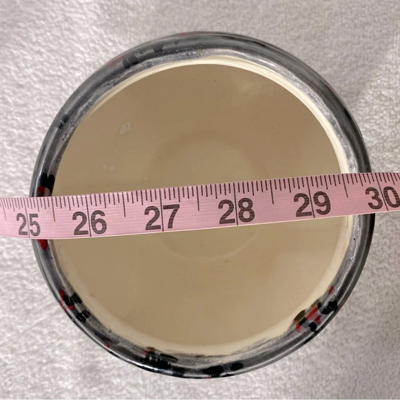 Vintage 1978 Ceramic  Pottery Grey Black Red Glaze Bowl Planter Vase - Picture 13 of 14